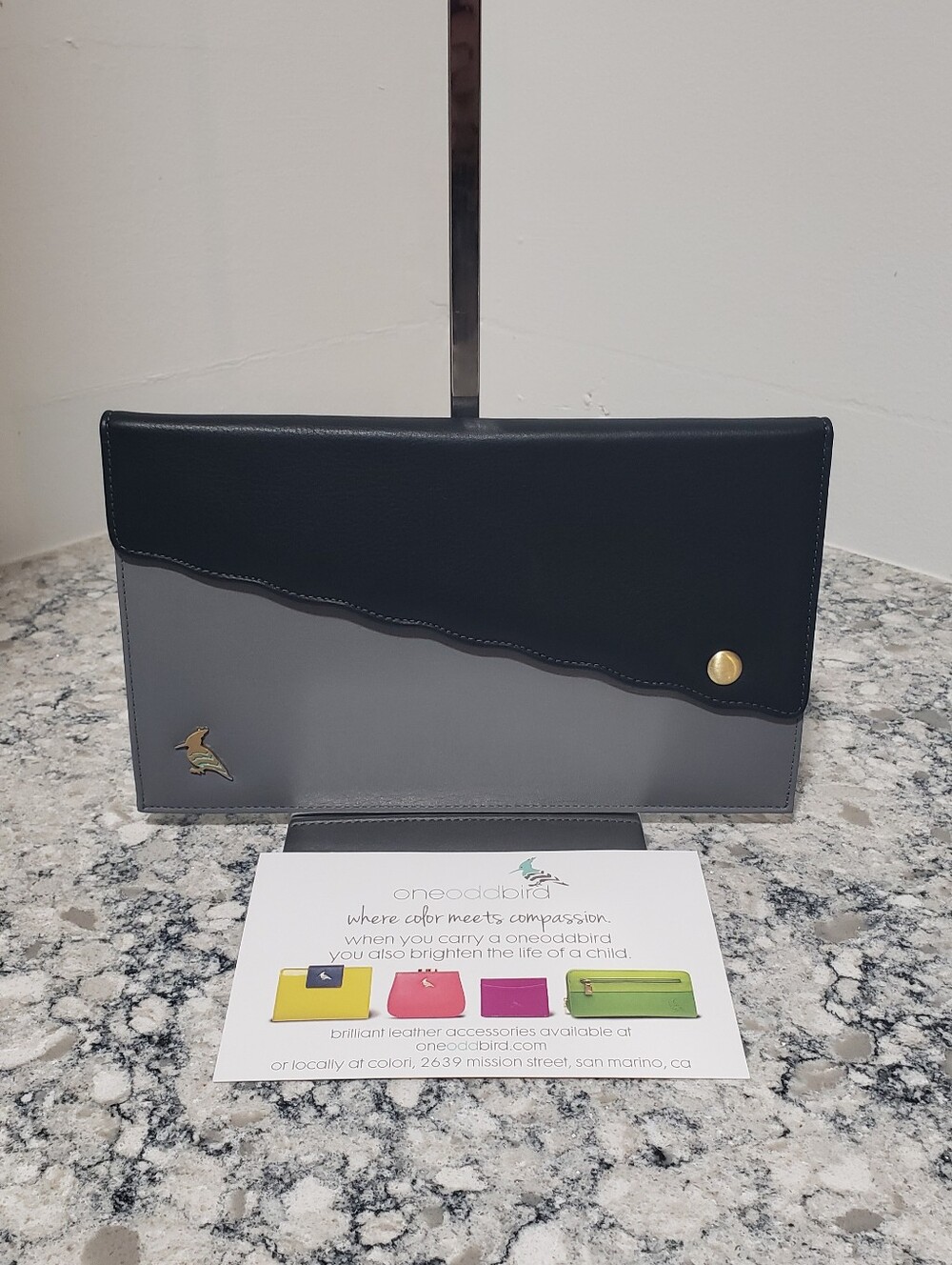 One odd bird Slim Leather Document Holder Clutch